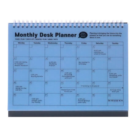 สมุดแพลนเนอร์แบบตั้งโต๊ะ Ropamoda month Desk planner สีฟ้า_1